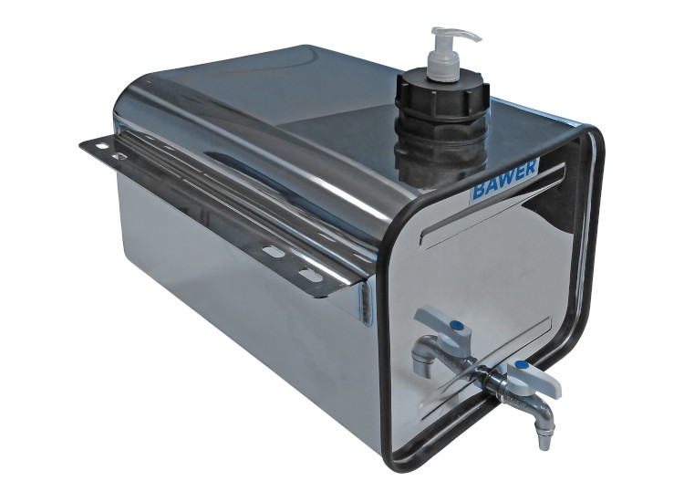 Deposito ac. inox. pulido de 25 Litros de  285 x 245 x 400 mm con jabonera