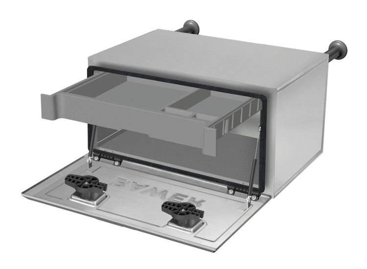 Cajon Bawer metalico acero inoxidable mate e=1 mm de 1000 mm con cajonera y resorte