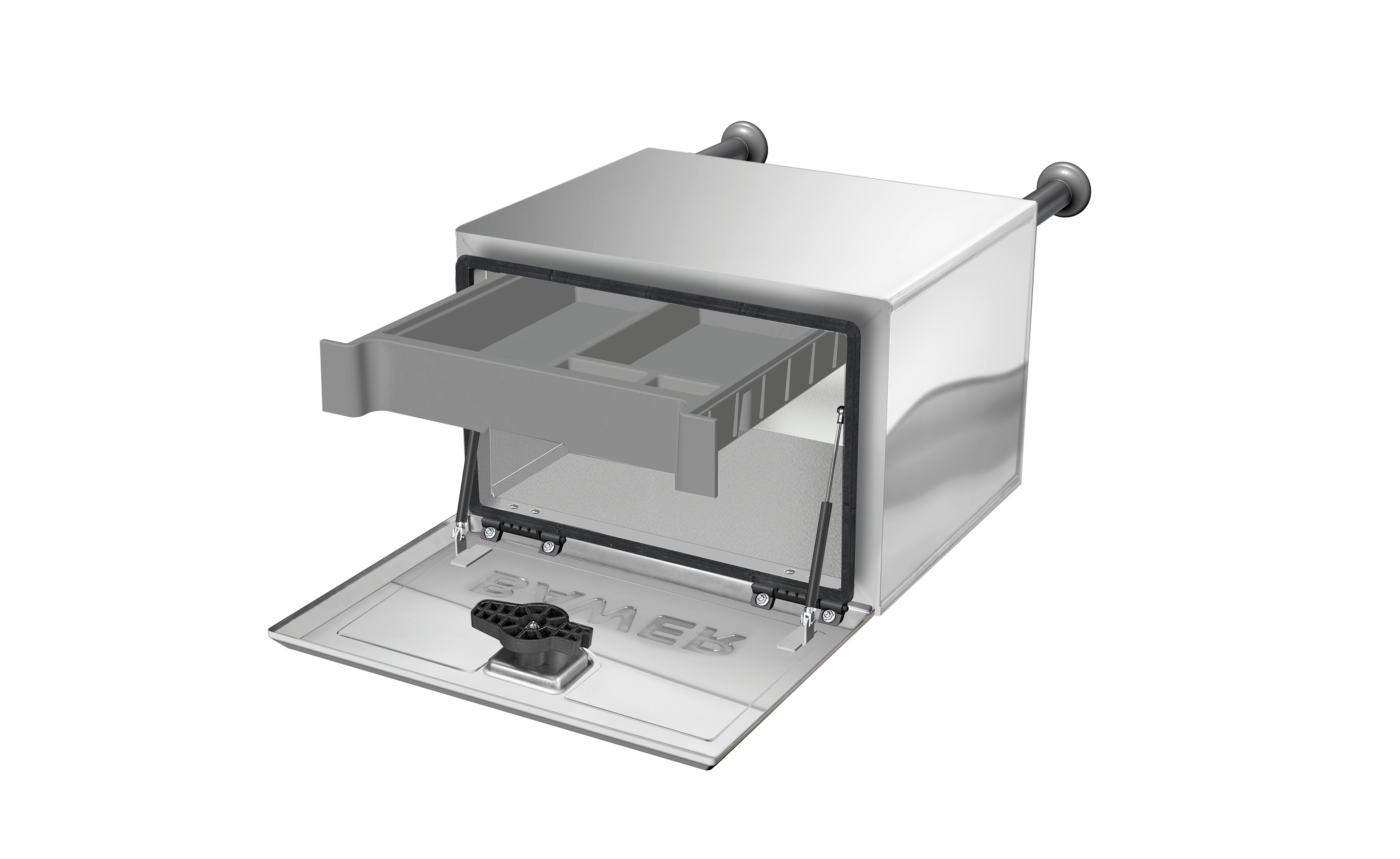 Cajon Bawer metalico acero inoxidable pulido e=1 mm de 600 mm con cajonera y resorte