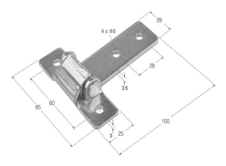 Bisagra rectangular desmontable