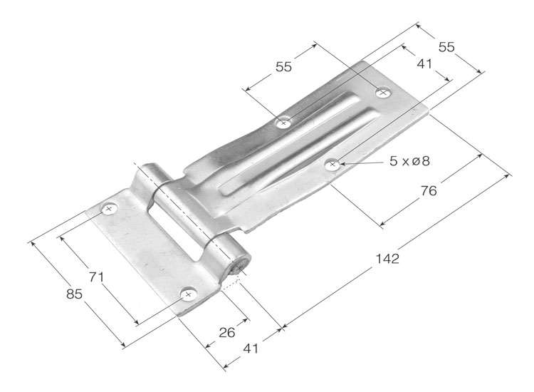 Bisagra acodada nervios largos