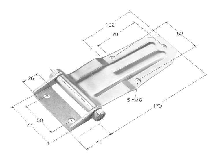 Bisagra acodada nervio ancho