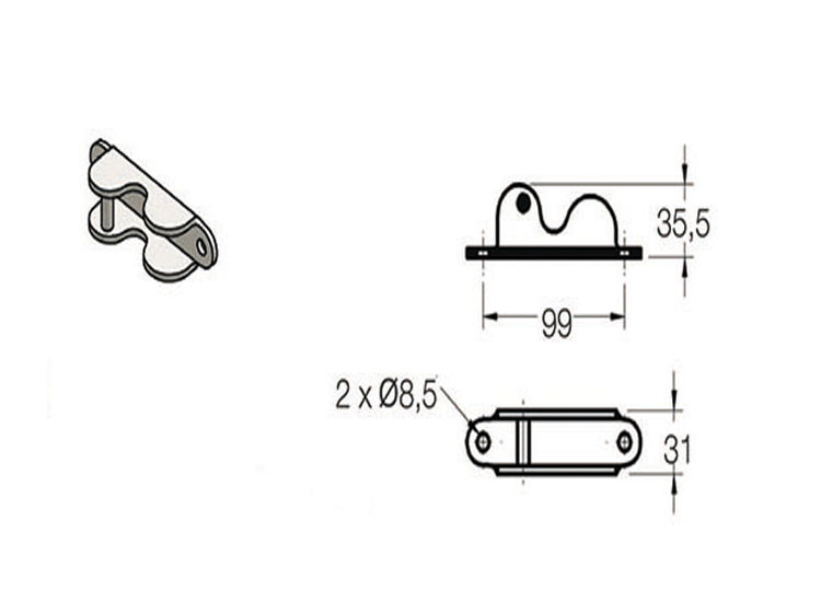 Cremona de falleba de tubo de 25