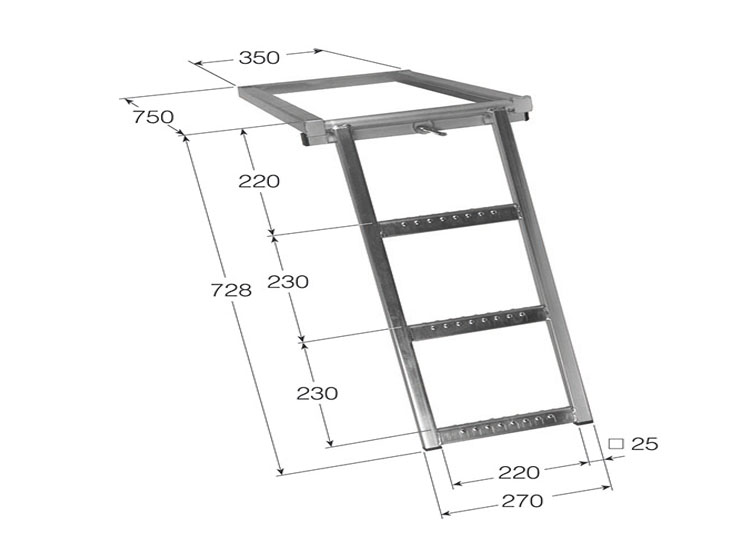 Escalera escamoteable 3 peldaños