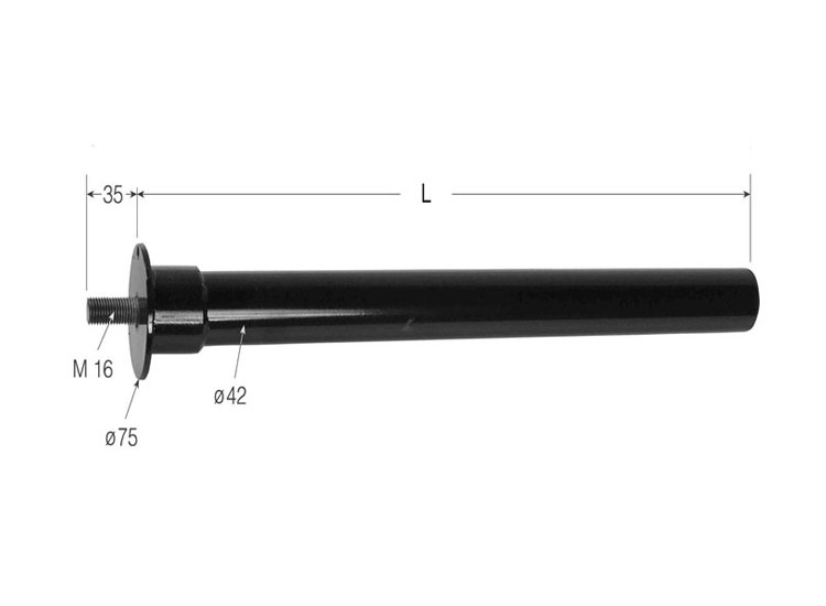 Tubo recto para aleta base redonda recto 535 mm